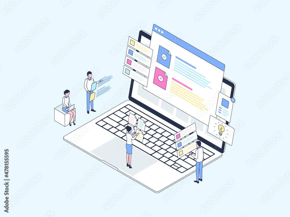 Term and Condition Isometric Illustration Lineal Color. Suitable for Mobile App, Website, Banner, Diagrams, Infographics, and Other Graphic Assets.