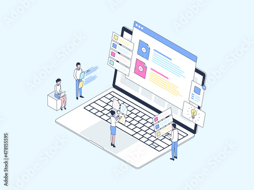Term and Condition Isometric Illustration Lineal Color. Suitable for Mobile App, Website, Banner, Diagrams, Infographics, and Other Graphic Assets.