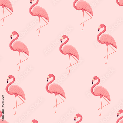 Seamless pattern with tropical bird flamingo. Texture with a bird for textiles  wallpaper  print design  clothes postcards. Vector illustration.