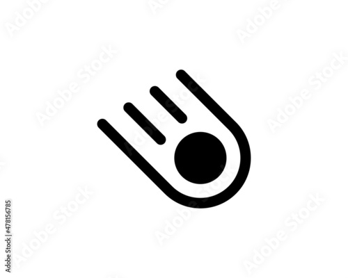Meteor or Comet or fireball flat vector icon for astronomy website and apps