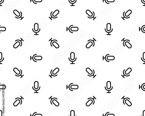 microphone, vector seamless pattern, Editable can be used for web page backgrounds, pattern fills.