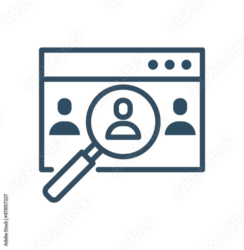 Magnify recruitment glass icon. Outline magnify recruitment glass vector icon for web design isolated on white background