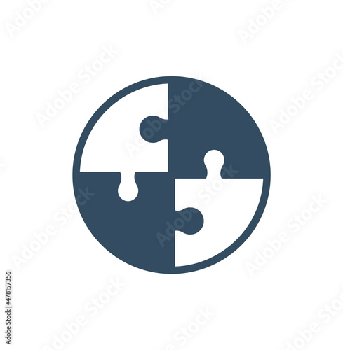 Puzzle pieces and problem solving icon or logo line art style. Outline puzzle game fully editable concept. puzzles and solutions, compatibility illustration.