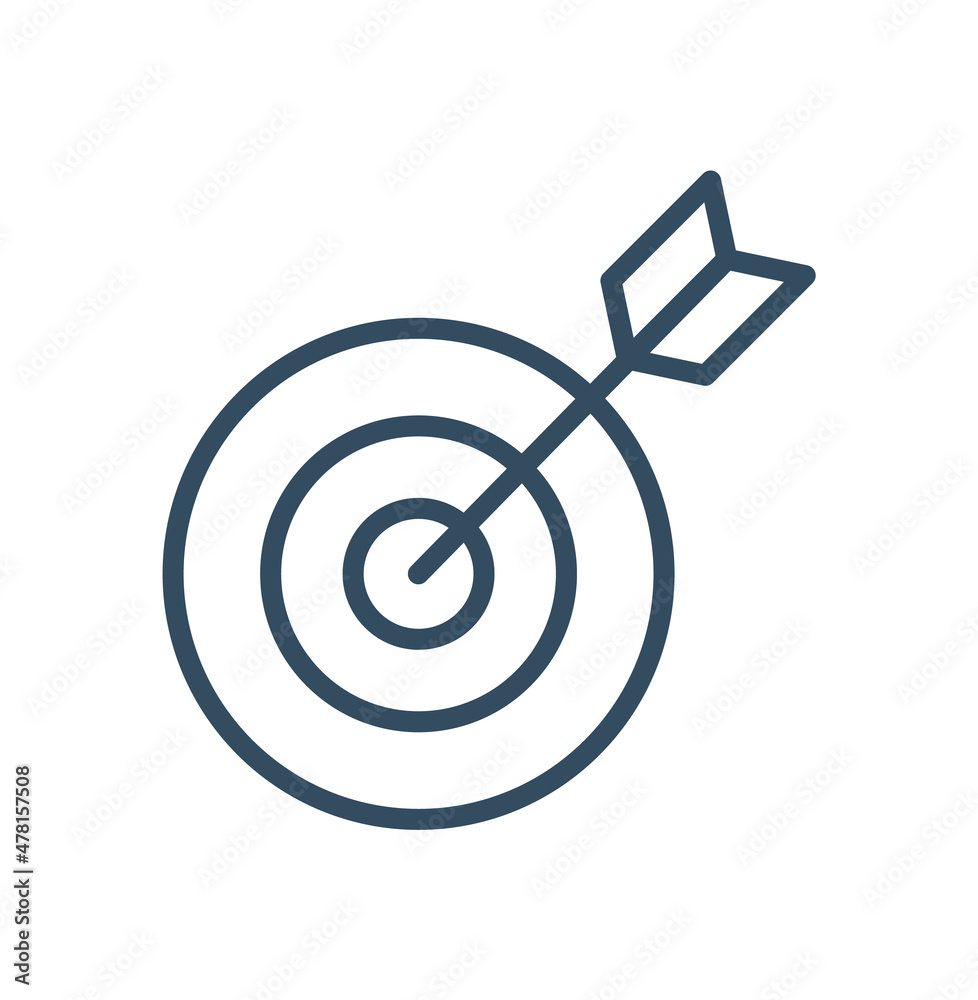 Target line icon. Marketing targeting strategy symbol. Aim with arrows sign. Quality design element. Editable stroke. Vector Target line icon. Marketing targeting strategy symbol. Aim with arrows sign. Quality design element. Editable stroke. Vector
