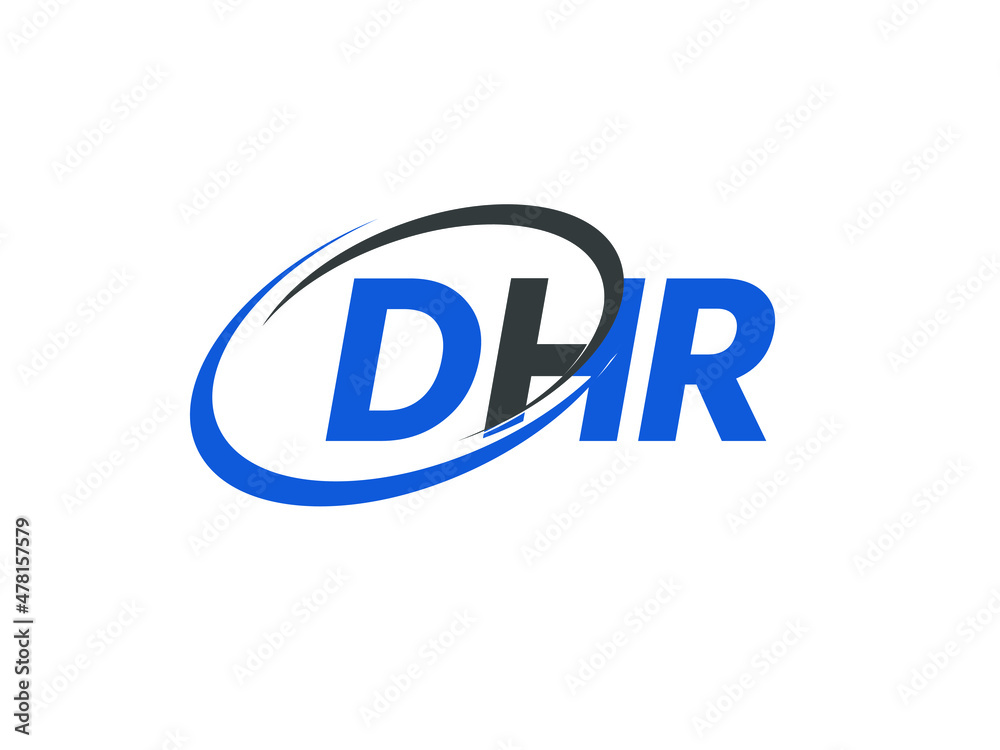 DHR letter creative modern elegant swoosh logo design