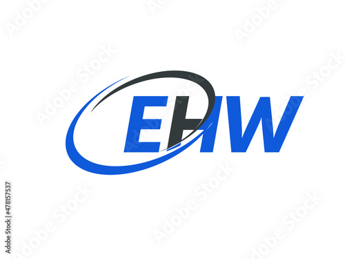 EHW letter creative modern elegant swoosh logo design