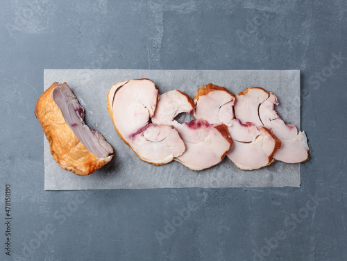 ham on a gray background