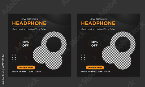 New Headphone Sale Social Media Banner Post template