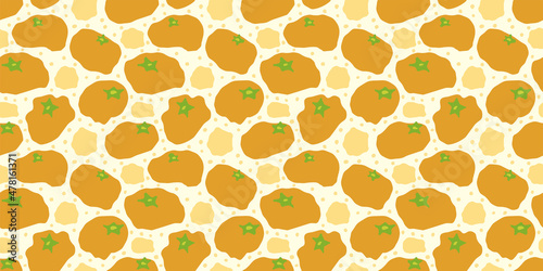 Orange illustration background. Seamless pattern.Vector. オレンジのパターン