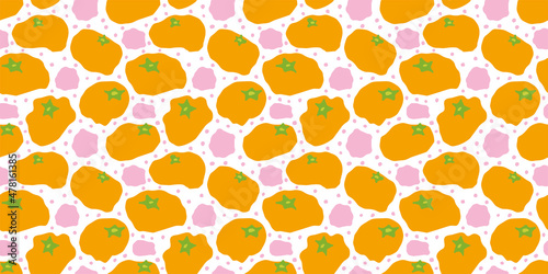 Orange illustration background. Seamless pattern.Vector. オレンジのパターン