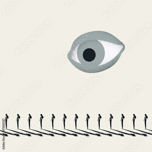 Data and privacy protection against spying, vector concept. Symbol of surveillance, technology. Minimal illustration