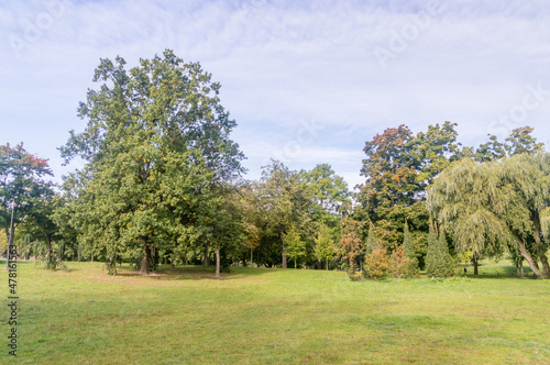 Autumn view on millennium park in Chojnice, Poland.