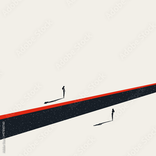 Business communication challenge and obstacle vector concept. Symbol of solution, overcome. Minimal illustration