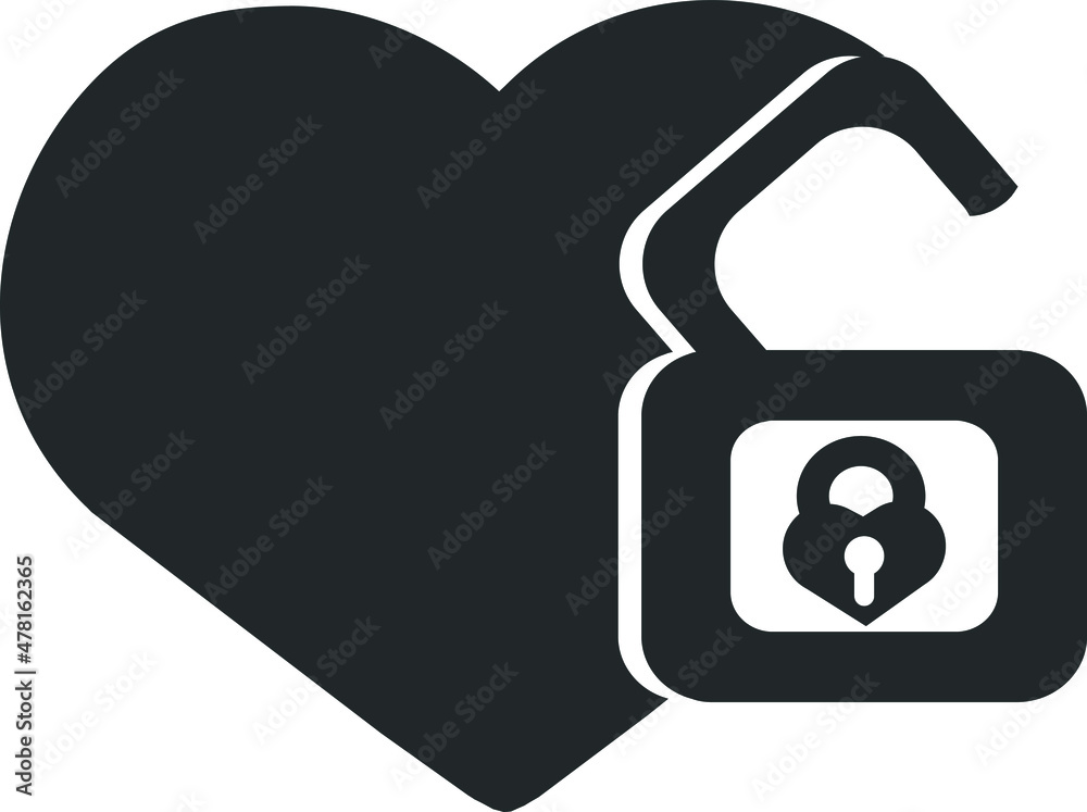 Heart padlock icon flat, the Heart lock icon Heart padlock icon flat, the Heart lock icon