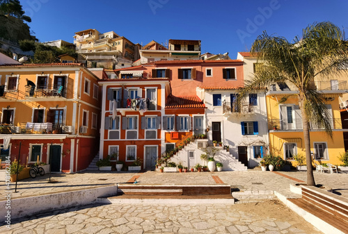 parga city greek tourist resort houses roofs sea , greece © sea and sun