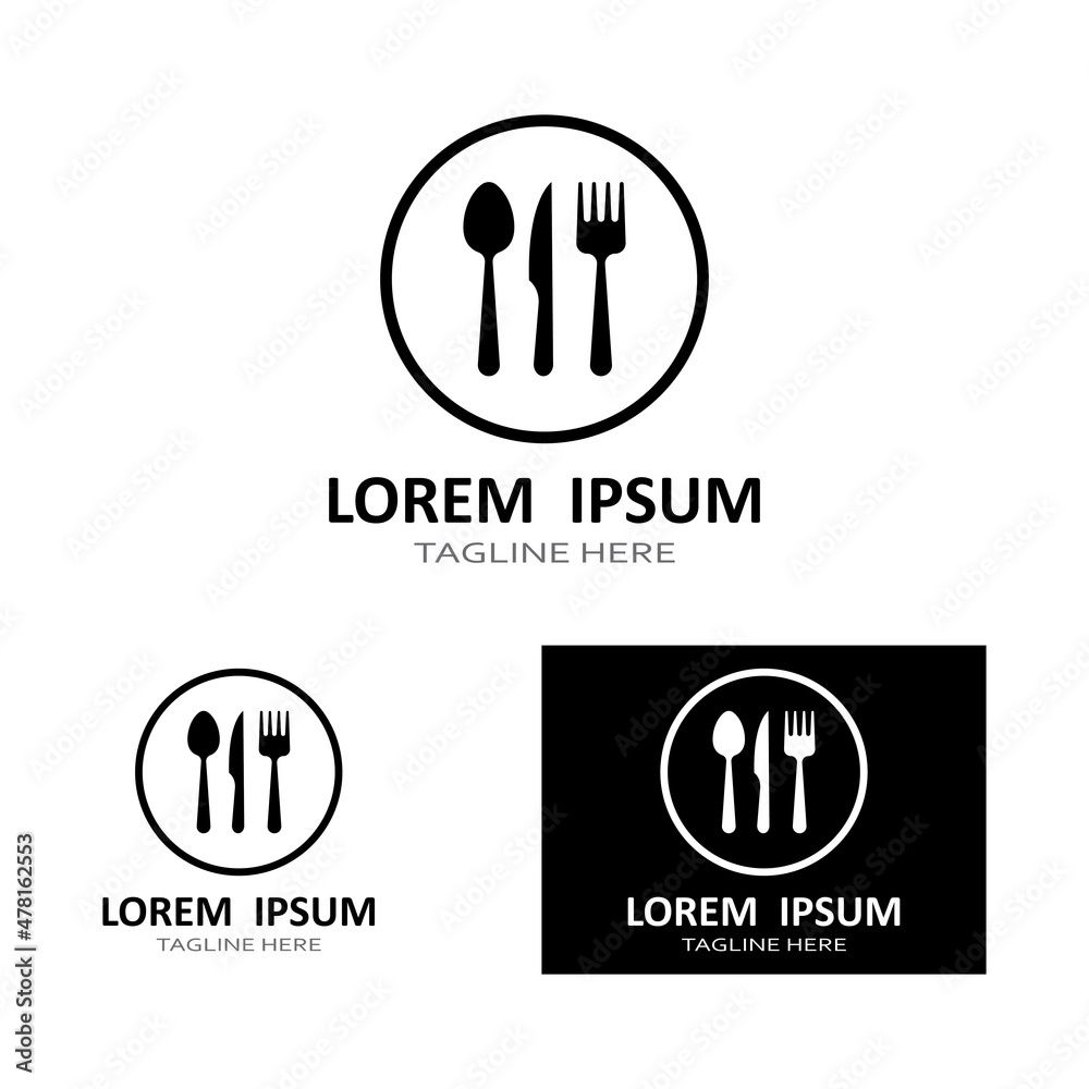 spoon,fork,and knife icon logo vector design template