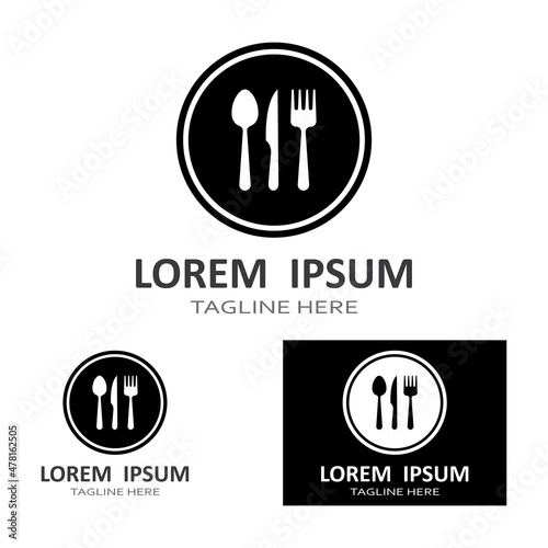 spoon fork and knife icon logo vector design template