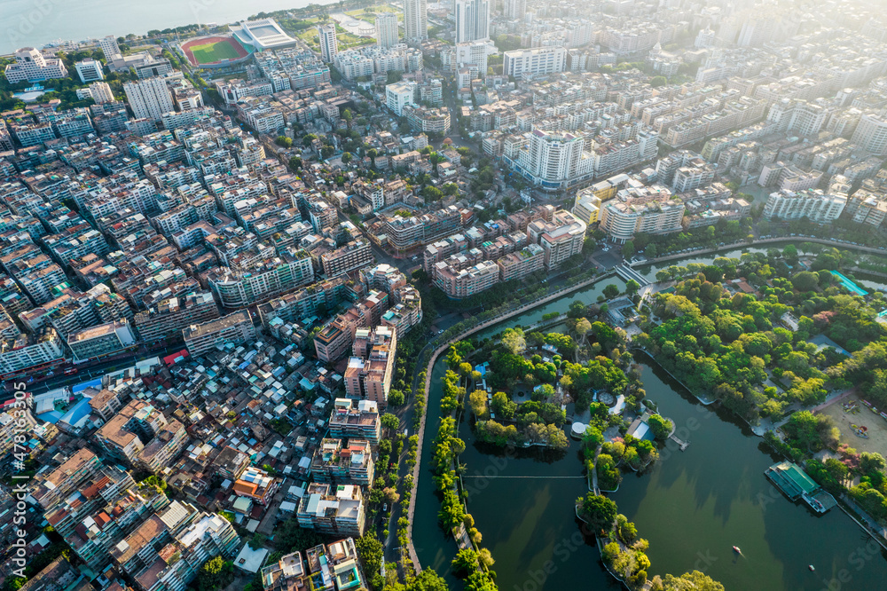 Aerial photography of the old town of Shantou City, Guangdong Province, China