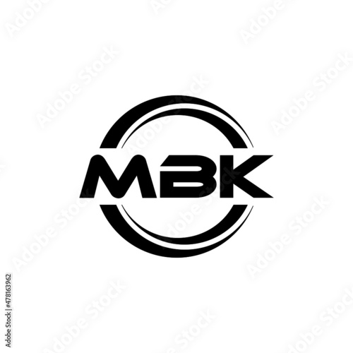 MBK letter logo design with white background in illustrator, vector logo modern alphabet font overlap style. calligraphy designs for logo, Poster, Invitation, etc.	 photo