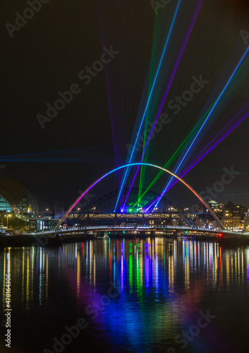 To bring in New Year's Eve in Newcastle, there was a laser show in the city, with the laser beams visible in the River Tyne