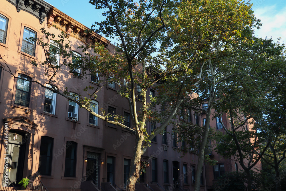 Row of Old Residential Buildings in Carroll Gardens Brooklyn of New York City