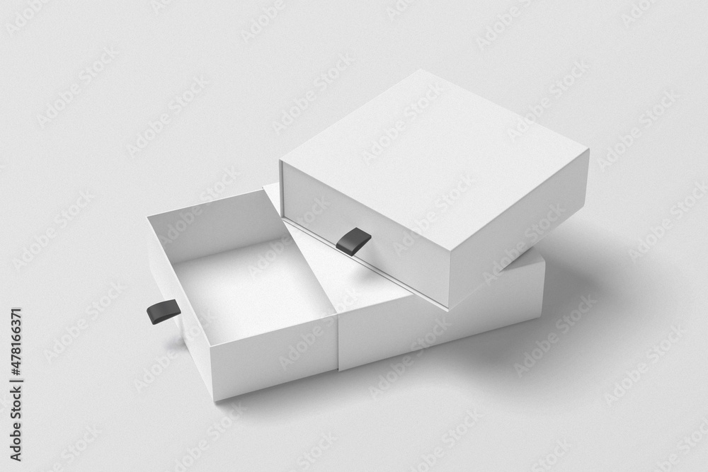 Square sliding drawer box mockup - obrazy, fototapety, plakaty 