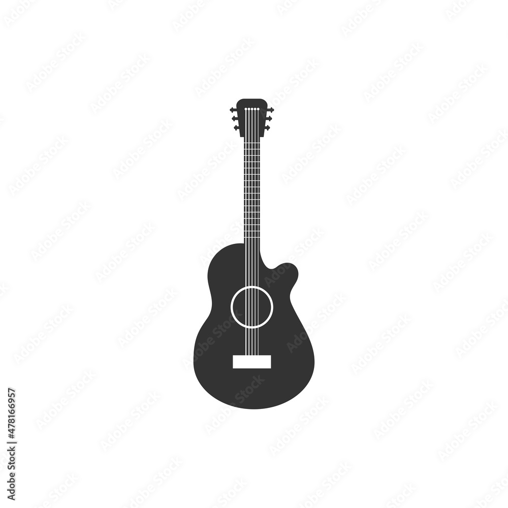 Guitar icon vector, Acoustic musical instrument sign Isolated on white background. Guitar icon vector, Acoustic musical instrument sign Isolated on white background.