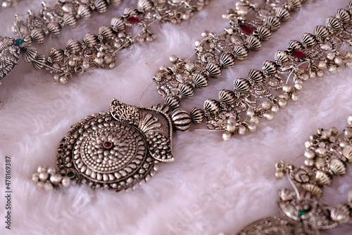 Quadro em tela Ethnic traditional Indian oxidised jewellery, imitation art jewellery
