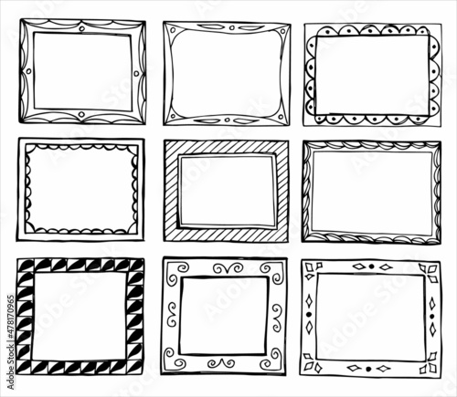Wallpaper Mural Set of rectangular frames in hand drawn doodle style Torontodigital.ca