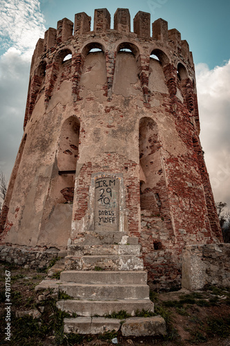 old border surveillance tower on the border of ceuta (spain)