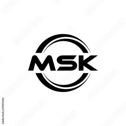 MSK letter logo design with white background in illustrator, vector logo modern alphabet font overlap style. calligraphy designs for logo, Poster, Invitation, etc.	 photo