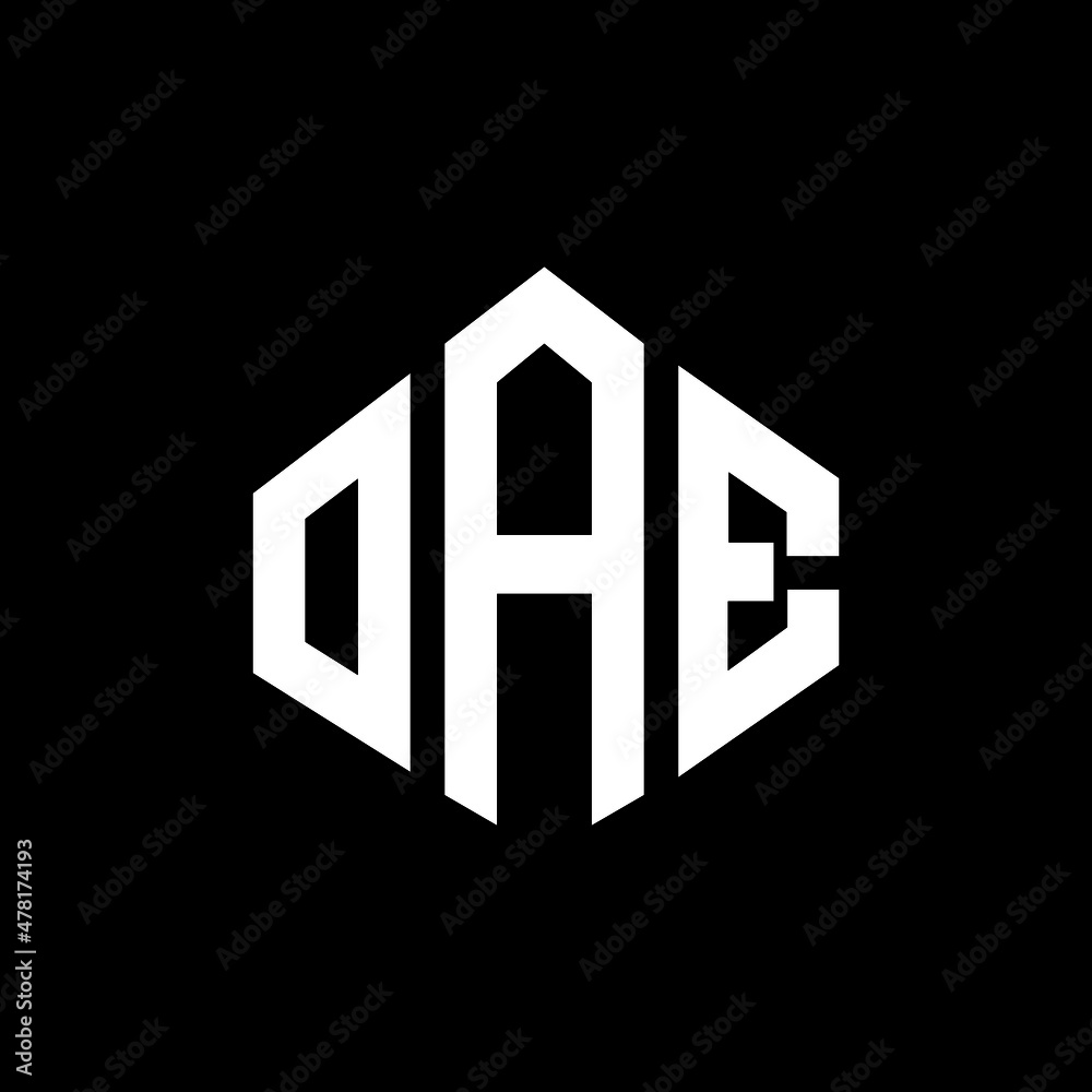 OAE letter logo design with polygon shape. OAE polygon and cube shape logo design. OAE hexagon vector logo template white and black colors. OAE monogram, business and real estate logo.
