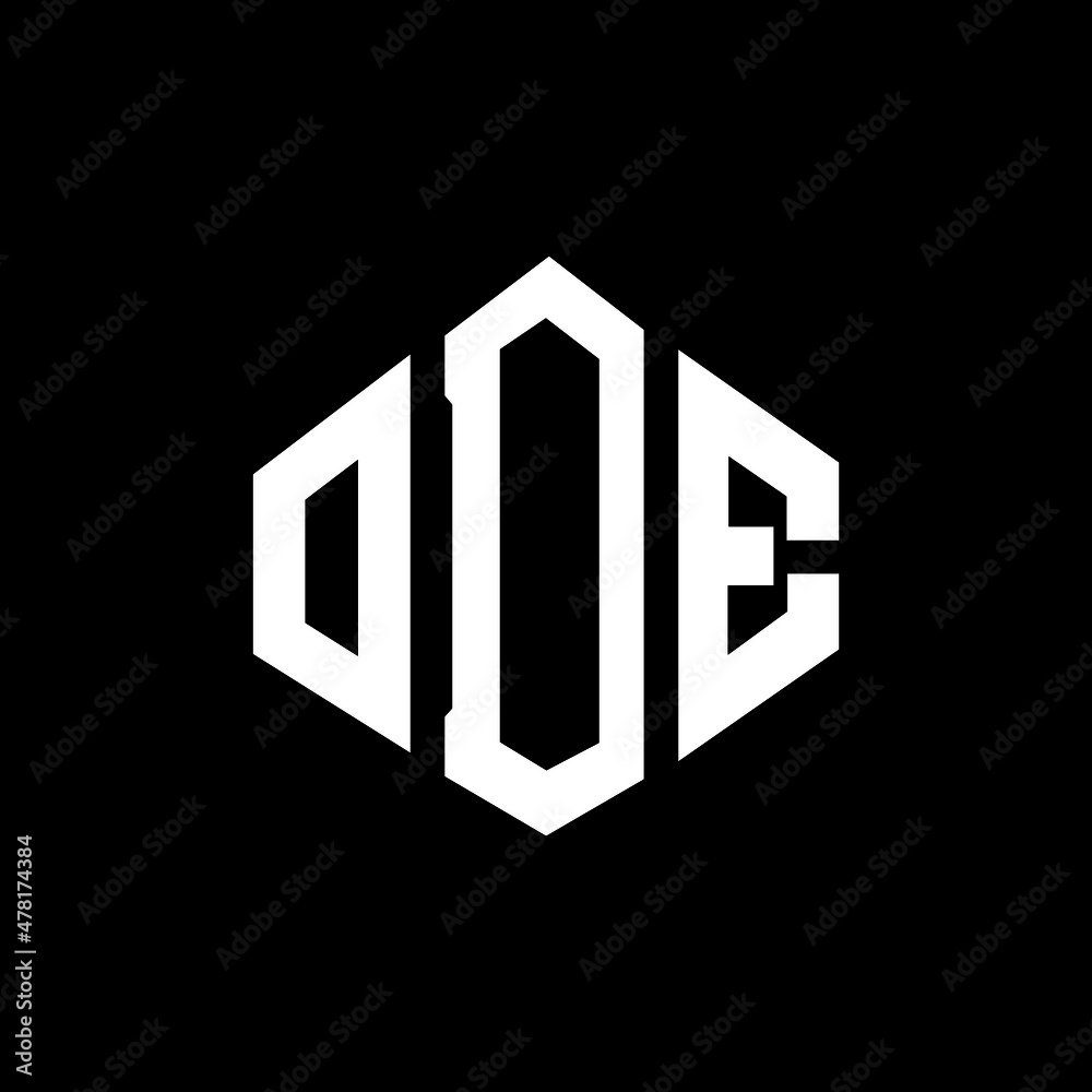 ODE letter logo design with polygon shape. ODE polygon and cube shape logo design. ODE hexagon vector logo template white and black colors. ODE monogram, business and real estate logo.
