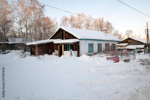 Several village houses on the outskirts of Tyumen, Russia