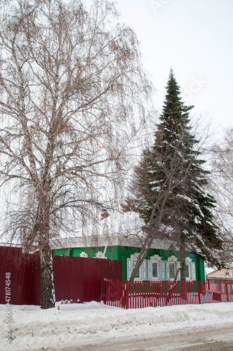 Several village houses on the outskirts of Tyumen, Russia