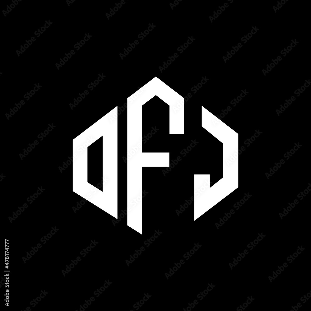 OFJ letter logo design with polygon shape. OFJ polygon and cube shape logo design. OFJ hexagon vector logo template white and black colors. OFJ monogram, business and real estate logo. OFJ letter logo design with polygon shape. OFJ polygon and cube shape logo design. OFJ hexagon vector logo template white and black colors. OFJ monogram, business and real estate logo.