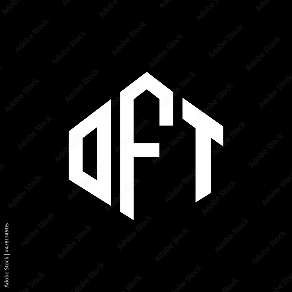 OFT letter logo design with polygon shape. OFT polygon and cube shape logo design. OFT hexagon vector logo template white and black colors. OFT monogram, business and real estate logo.