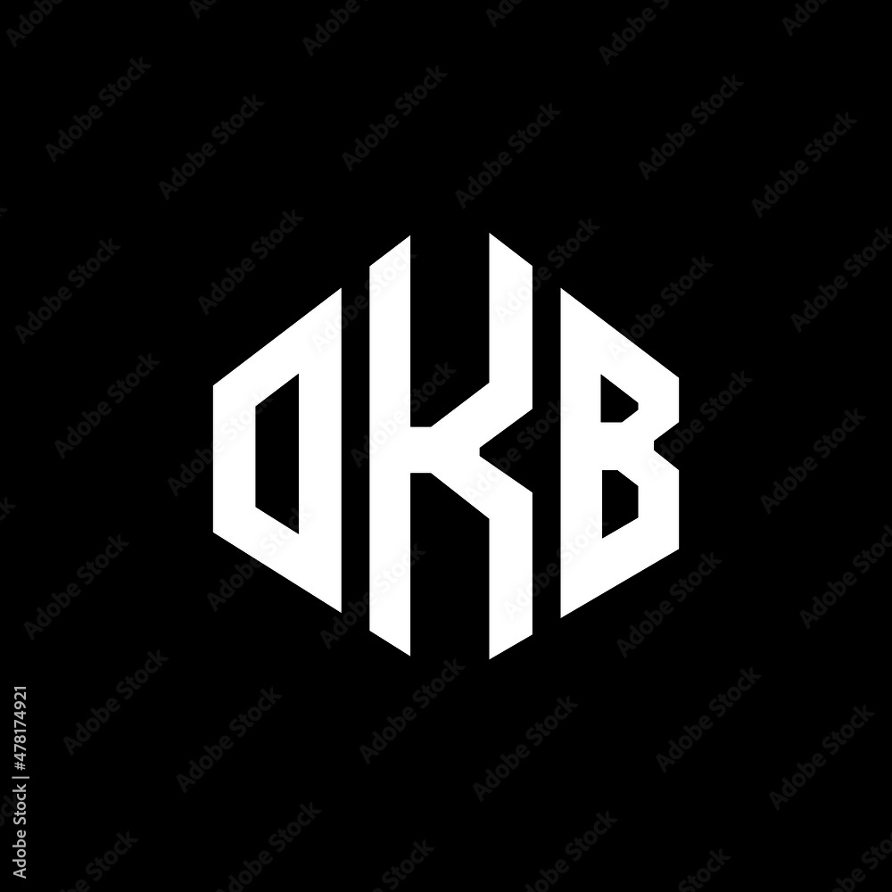 OKB letter logo design with polygon shape. OKB polygon and cube shape