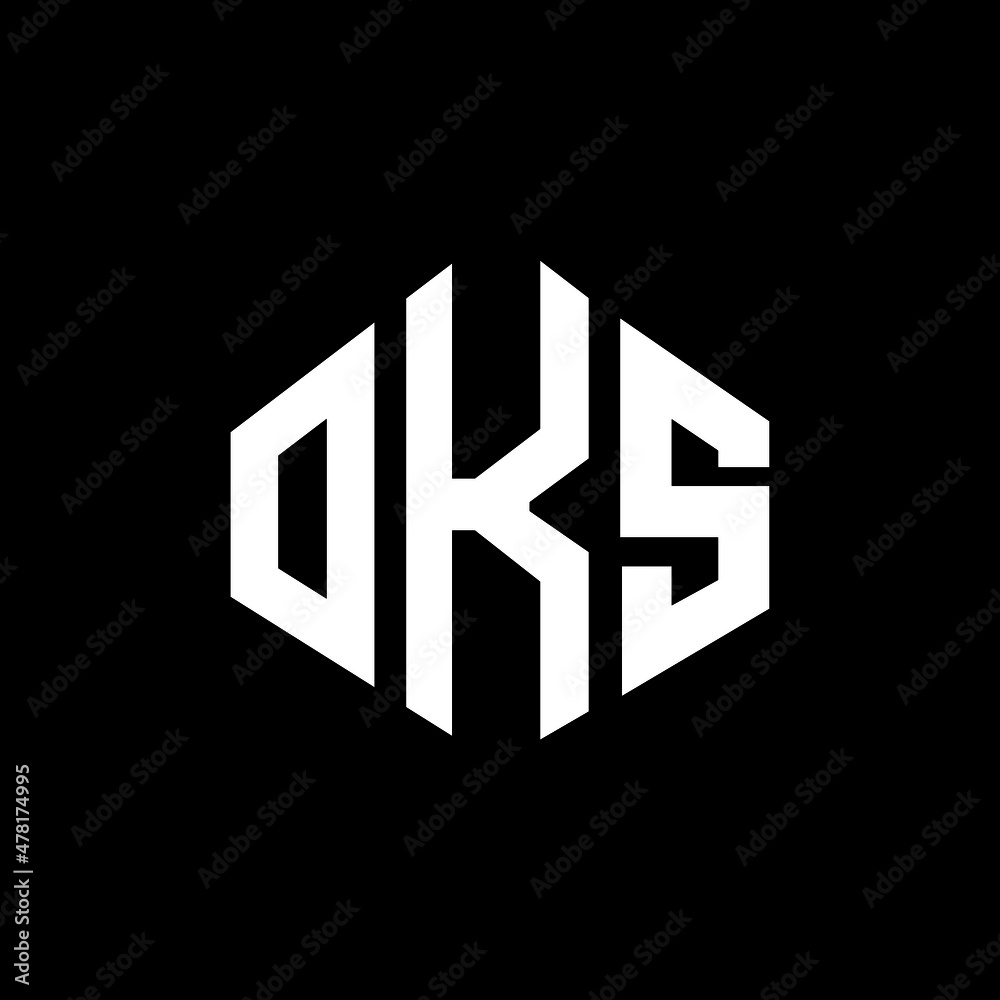 OKS letter logo design with polygon shape. OKS polygon and cube shape logo design. OKS hexagon vector logo template white and black colors. OKS monogram, business and real estate logo.