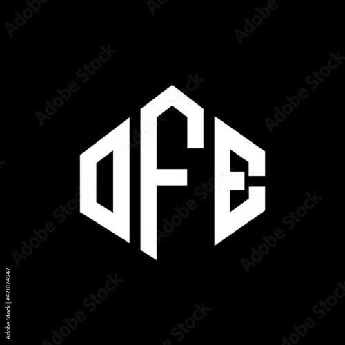 OFE letter logo design with polygon shape. OFE polygon and cube shape logo design. OFE hexagon vector logo template white and black colors. OFE monogram, business and real estate logo.