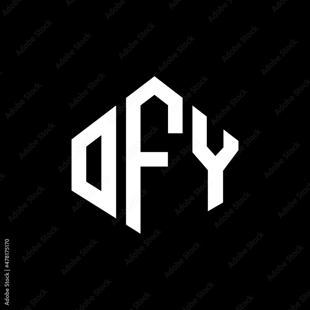 OFY letter logo design with polygon shape. OFY polygon and cube shape logo design. OFY hexagon vector logo template white and black colors. OFY monogram, business and real estate logo.
