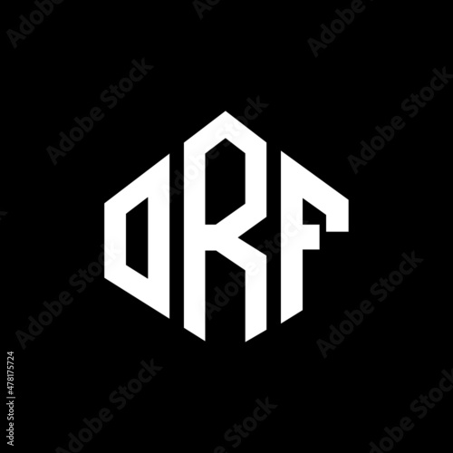 ORF letter logo design with polygon shape. ORF polygon and cube shape logo design. ORF hexagon vector logo template white and black colors. ORF monogram, business and real estate logo.