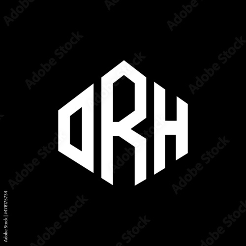 ORH letter logo design with polygon shape. ORH polygon and cube shape logo design. ORH hexagon vector logo template white and black colors. ORH monogram, business and real estate logo.