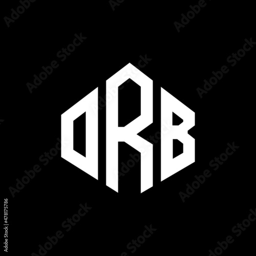 ORB letter logo design with polygon shape. ORB polygon and cube shape logo design. ORB hexagon vector logo template white and black colors. ORB monogram, business and real estate logo.
