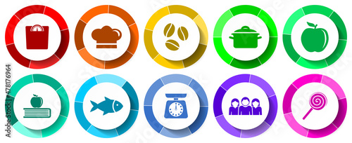Set of food and lifestyle web vector icons, flat design illustration for webdesign and mobile applications
