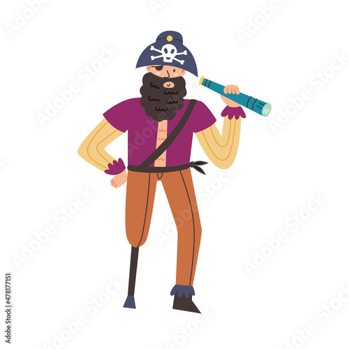 Pirate wooden leg monocular
