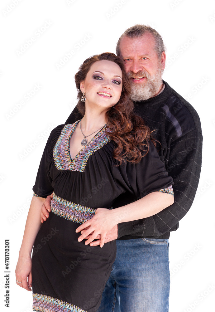 Married couple on a white neutral background.. Married couple on a white neutral background..