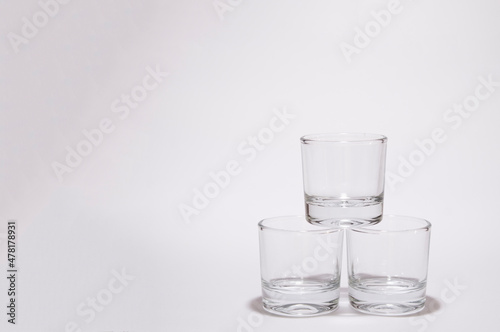 Three small glasses ideal for background and small beverages