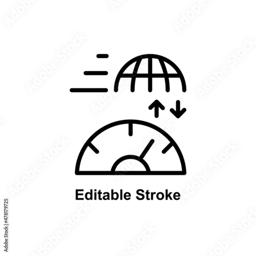 internet speed test icon designed in outline style in editable stroke for telecommunication icon theme