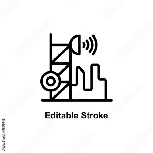 network tower icon designed in outline style in editable stroke for telecommunication icon theme